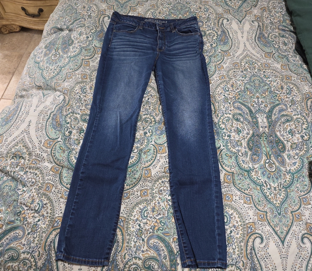 American Eagle Outfitters Dark Blue Skinny Jeans 14 Long